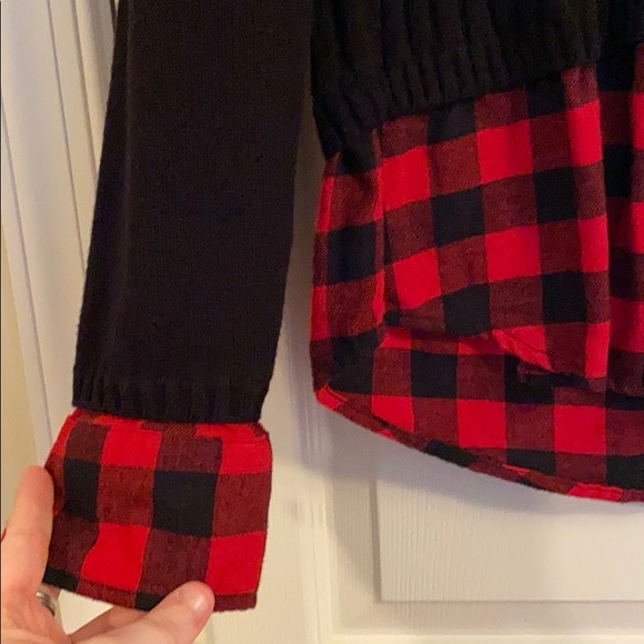 Style and Co Sweater with Flannel Underlay - Picture 2 of 3